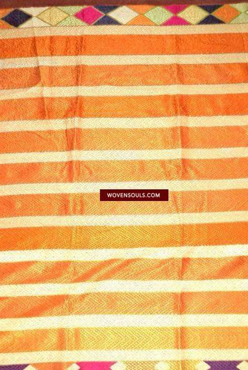 671 SOLD Beautiful Golden Varida Bagh Phulkari with superfine Stitches-WOVENSOULS-Antique-Vintage-Textiles-Art-Decor