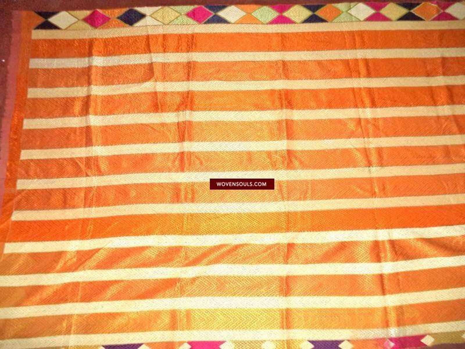 671 SOLD Beautiful Golden Varida Bagh Phulkari with superfine Stitches-WOVENSOULS-Antique-Vintage-Textiles-Art-Decor