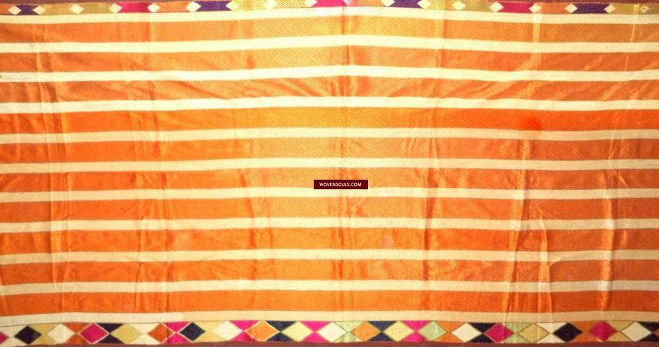 671 SOLD Beautiful Golden Varida Bagh Phulkari with superfine Stitches-WOVENSOULS-Antique-Vintage-Textiles-Art-Decor