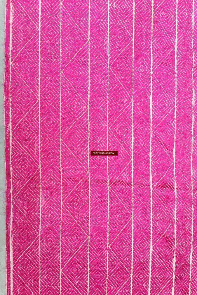 675 SOLD - Pink Thirma Bagh Pulkari Silk Embroidery Indian Textile Art-WOVENSOULS-Antique-Vintage-Textiles-Art-Decor
