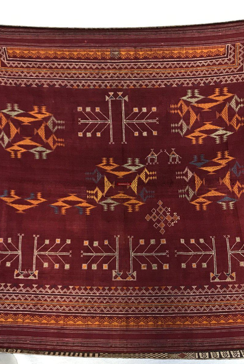 676 SOLD Bishnoi Odhana Shawl - Tribal Textile with Naive Embroidery Art - Rajasthan-WOVENSOULS-Antique-Vintage-Textiles-Art-Decor
