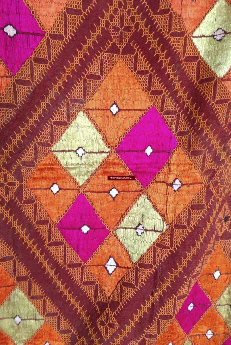 681 VERKAUFT Vintage Hybrid Chope Phulkari Bagh Punjab Textile-WOVENSOULS-Antike-Vintage-Textilien-Kunst-Dekor