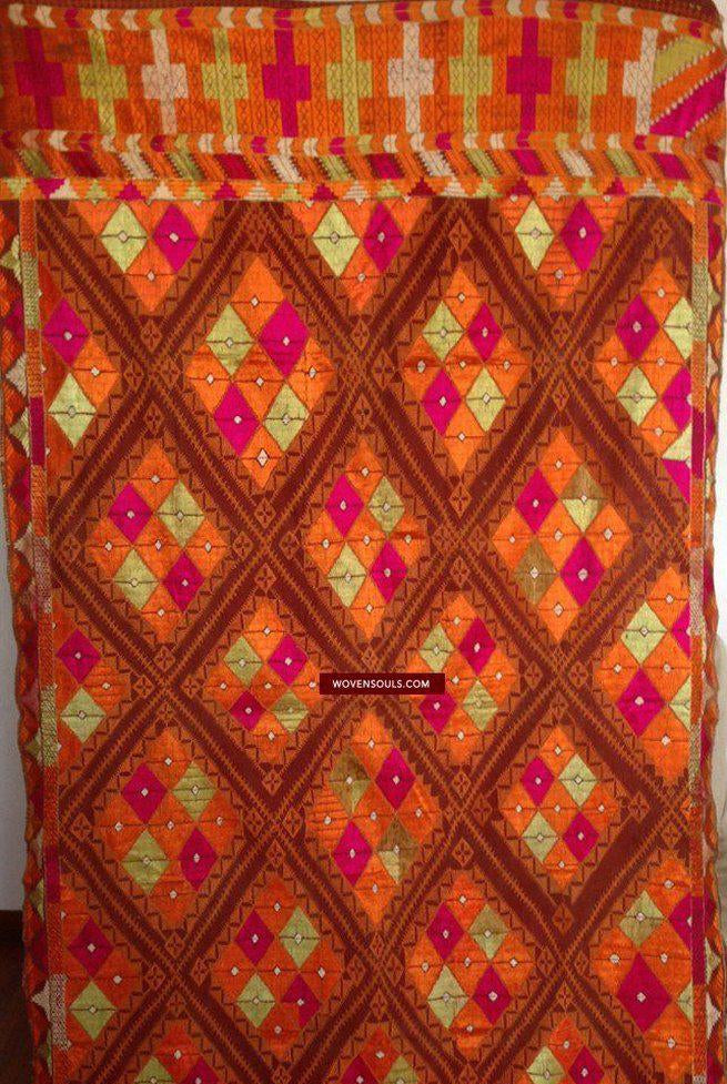 681 VERKAUFT Vintage Hybrid Chope Phulkari Bagh Punjab Textile-WOVENSOULS-Antike-Vintage-Textilien-Kunst-Dekor