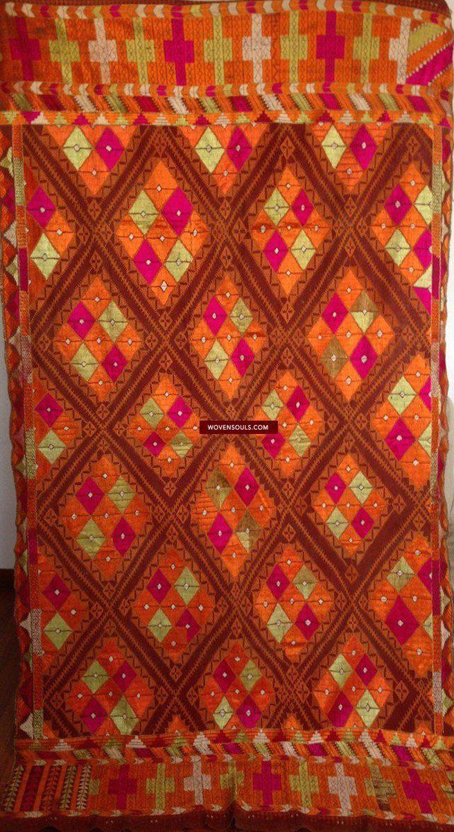 681 SOLD Vintage Hybrid Chope Phulkari Bagh Punjab Textile-WOVENSOULS-Antique-Vintage-Textiles-Art-Decor
