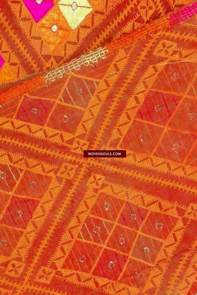 681 VERKAUFT Vintage Hybrid Chope Phulkari Bagh Punjab Textile-WOVENSOULS-Antike-Vintage-Textilien-Kunst-Dekor