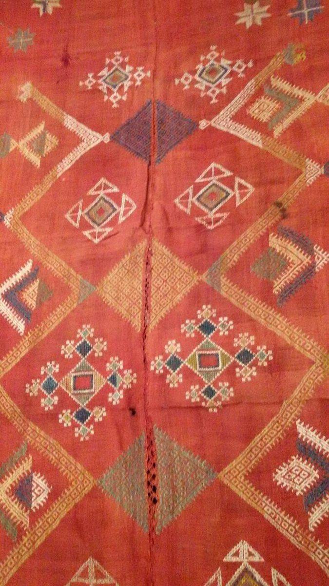 683 Indian Textile - Shekhawati Bishnoi Shawl Textile Art Embroidery Rajasthan-WOVENSOULS-Antique-Vintage-Textiles-Art-Decor