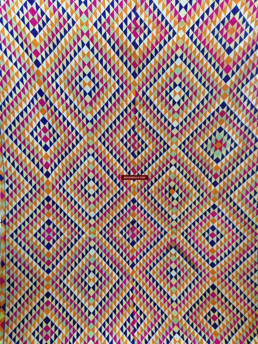 685 SOLD Satranga Bagh Phulkari TExtile Embroidery Punjab Seven colors - Rare-WOVENSOULS-Antique-Vintage-Textiles-Art-Decor
