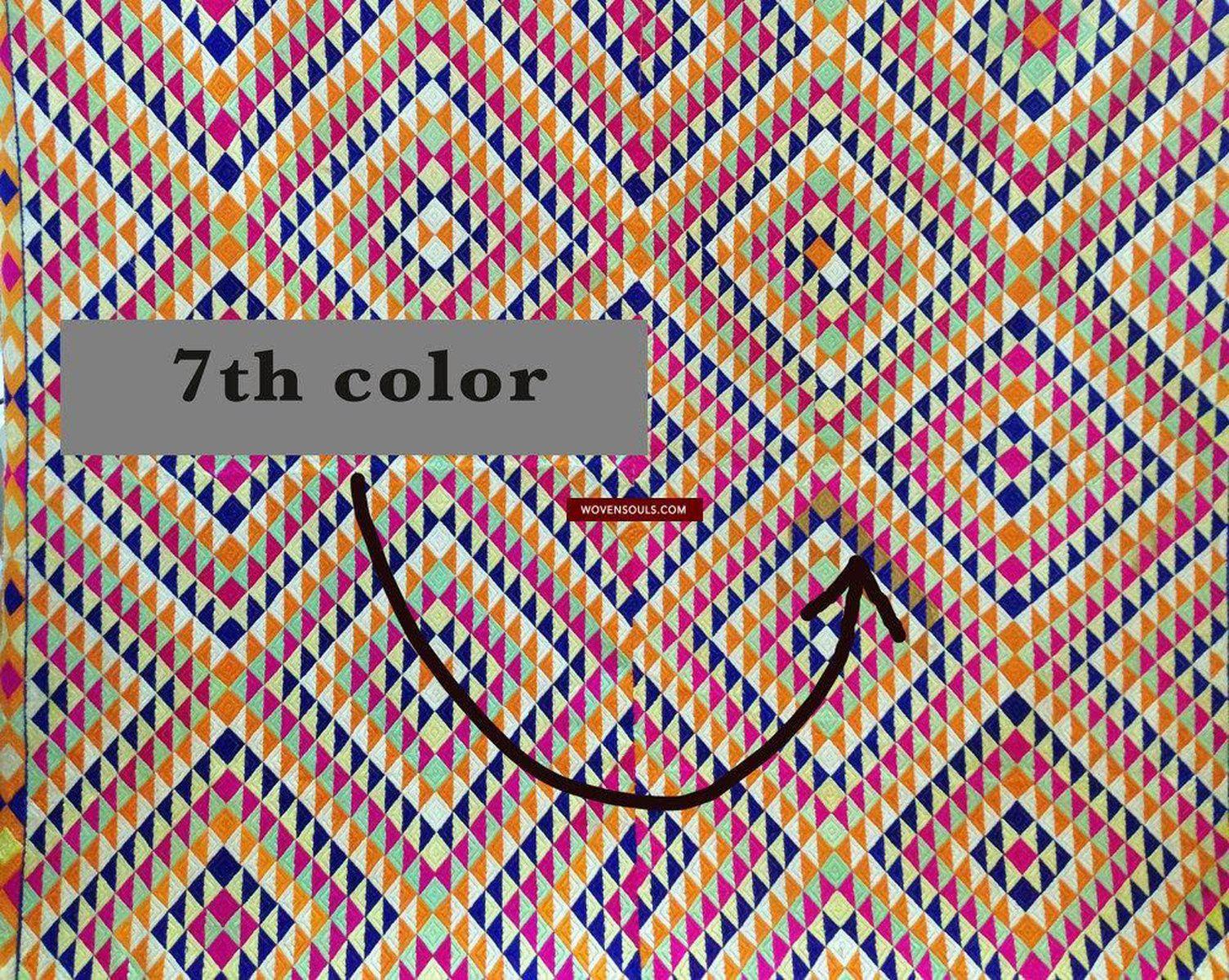 685 SOLD Satranga Bagh Phulkari TExtile Embroidery Punjab Seven colors - Rare-WOVENSOULS-Antique-Vintage-Textiles-Art-Decor