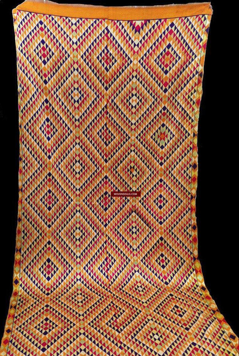 685 SOLD Satranga Bagh Phulkari TExtile Embroidery Punjab Seven colors - Rare-WOVENSOULS-Antique-Vintage-Textiles-Art-Decor