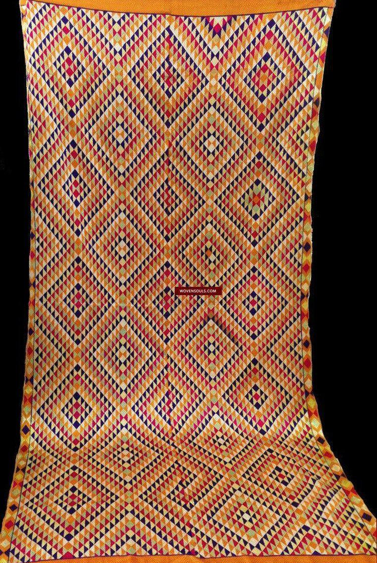 685 SOLD Satranga Bagh Phulkari TExtile Embroidery Punjab Seven colors - Rare-WOVENSOULS-Antique-Vintage-Textiles-Art-Decor