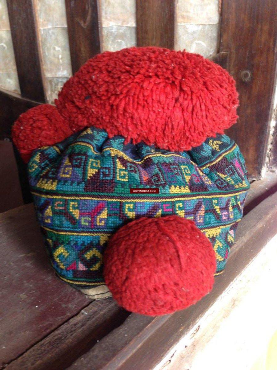686 SOLD Vintage Yao Hilltribe Embroidered Cap for a child-WOVENSOULS-Antique-Vintage-Textiles-Art-Decor