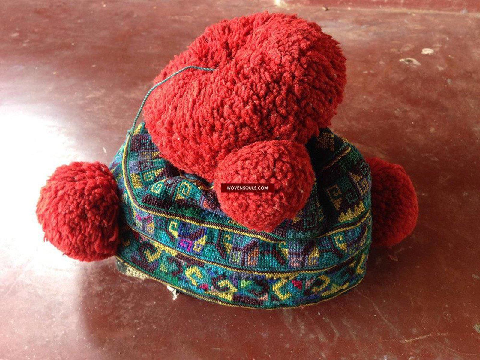 686 SOLD Vintage Yao Hilltribe Embroidered Cap for a child-WOVENSOULS-Antique-Vintage-Textiles-Art-Decor