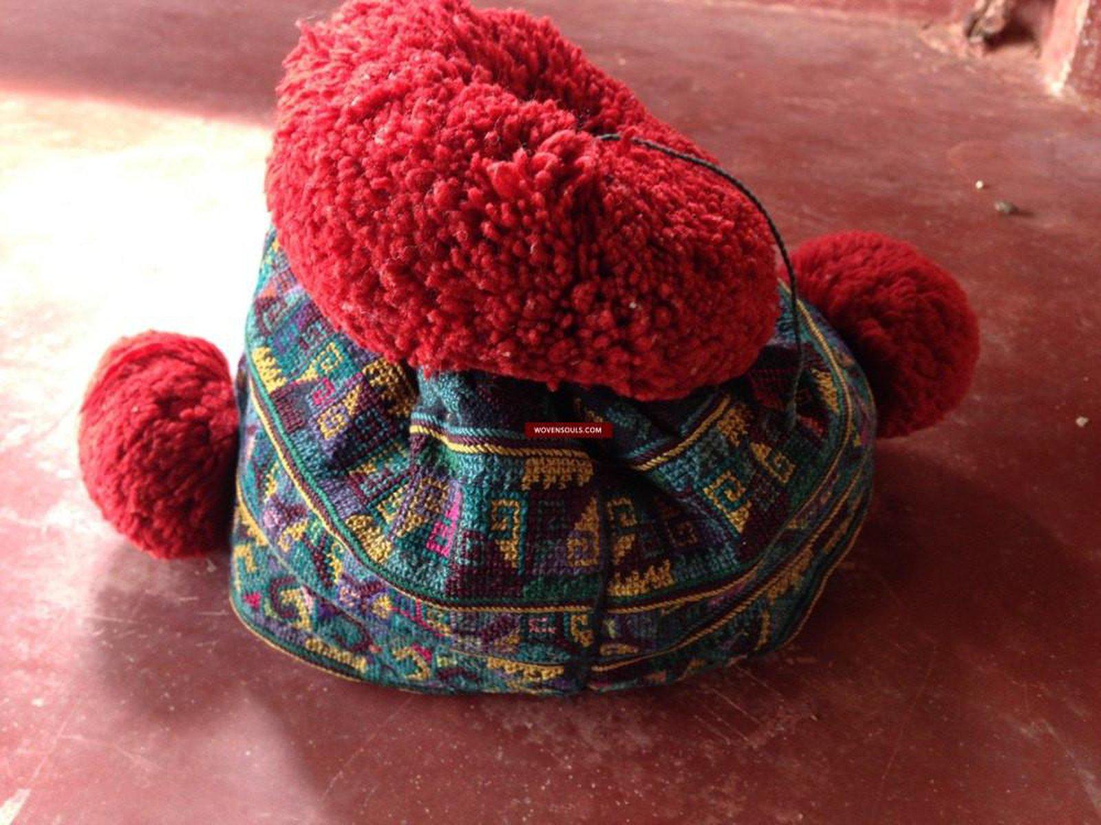 686 SOLD Vintage Yao Hilltribe Embroidered Cap for a child-WOVENSOULS-Antique-Vintage-Textiles-Art-Decor