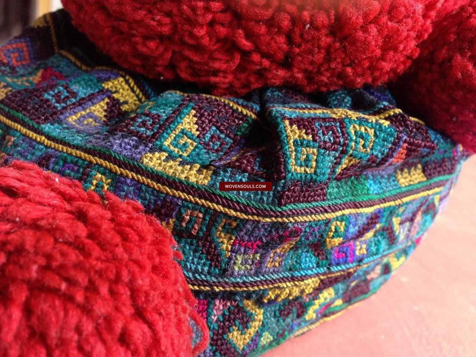 686 SOLD Vintage Yao Hilltribe Embroidered Cap for a child-WOVENSOULS-Antique-Vintage-Textiles-Art-Decor