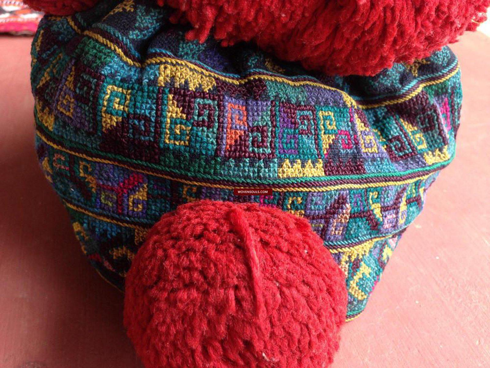 686 SOLD Vintage Yao Hilltribe Embroidered Cap for a child-WOVENSOULS-Antique-Vintage-Textiles-Art-Decor