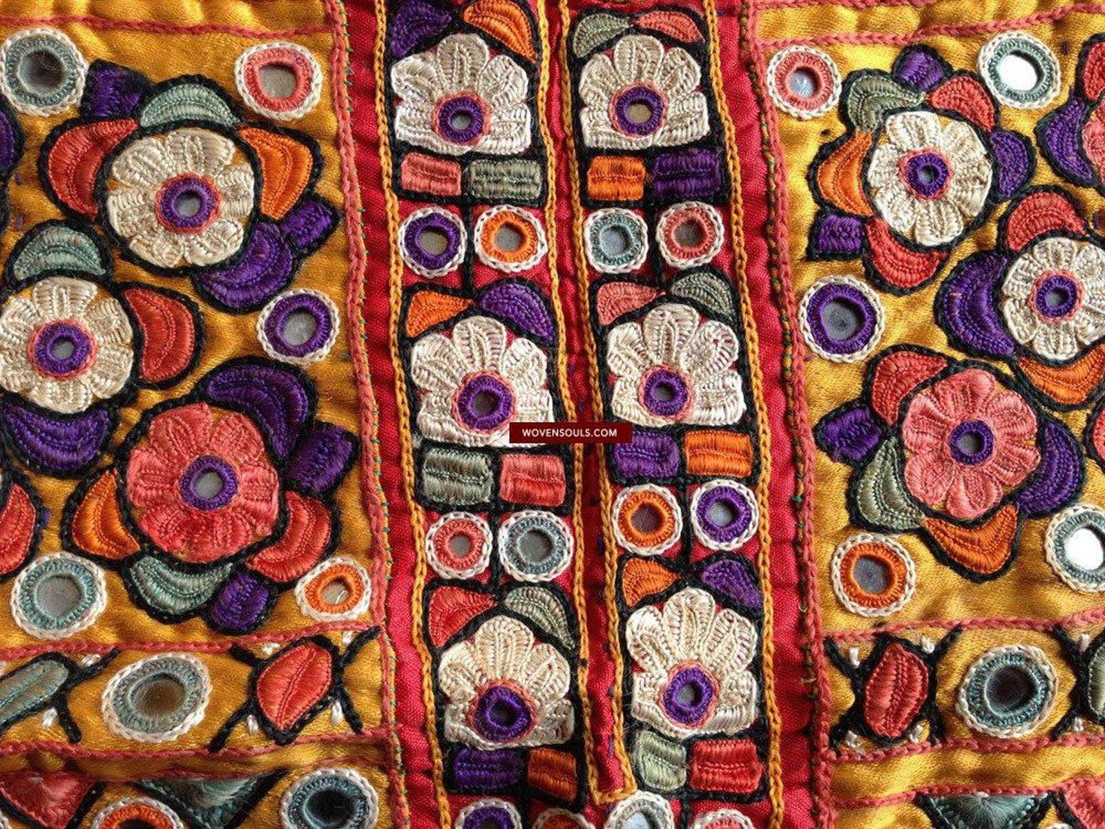 687 Vintage Sind Silk Dress Front Embroidery Textile Art-WOVENSOULS-Antique-Vintage-Textiles-Art-Decor