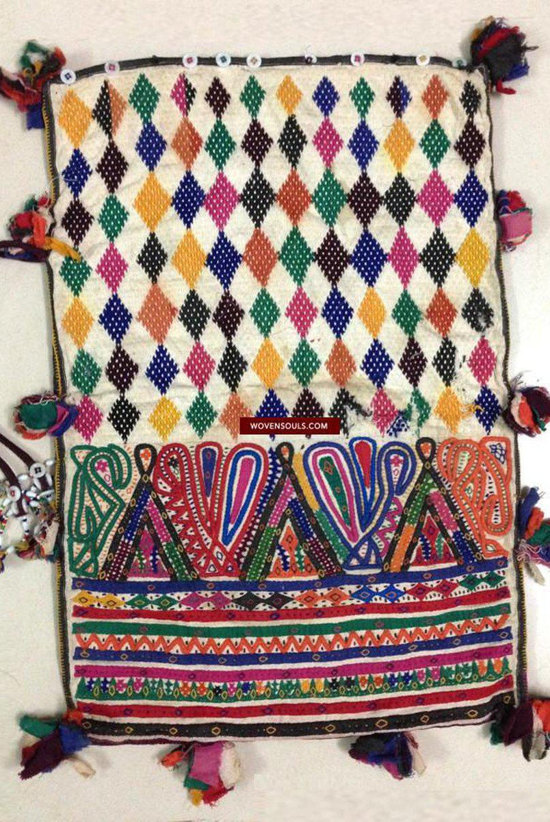 691 SOLD Vintage Dowry Bag from Khambhaat with vibrant colors-WOVENSOULS-Antique-Vintage-Textiles-Art-Decor