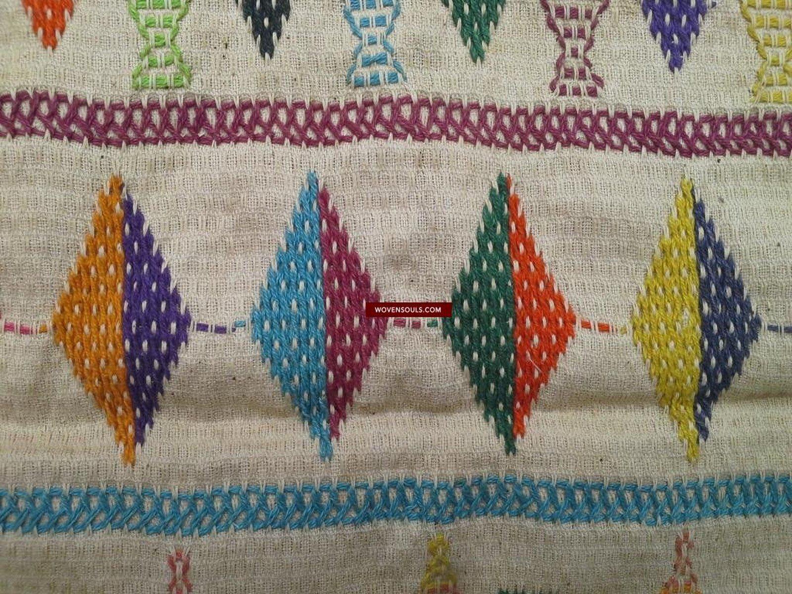 710 Vintage Dharaniyo Dhaniyo Embroidered Textile Superb Rustic Motifs WOVENSOULS Antique Textiles & Art Gallery