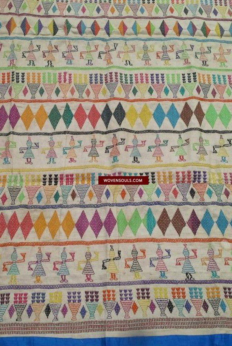 710 vintage Dharaniyo Dhaniyo Textile Brodé Superbes Motifs Rustiques WOVENSOULS Textiles anciens et galerie d'art