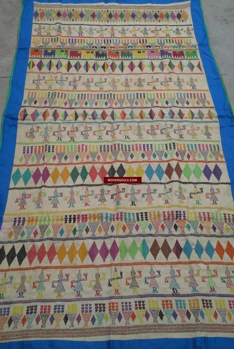 710 vintage Dharaniyo Dhaniyo Textile Brodé Superbes Motifs Rustiques WOVENSOULS Textiles anciens et galerie d'art