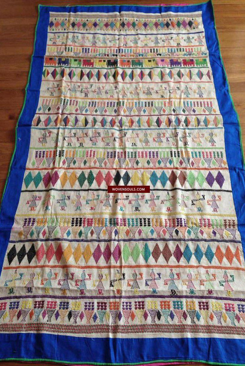 710 vintage Dharaniyo Dhaniyo Textile Brodé Superbes Motifs Rustiques WOVENSOULS Textiles anciens et galerie d'art