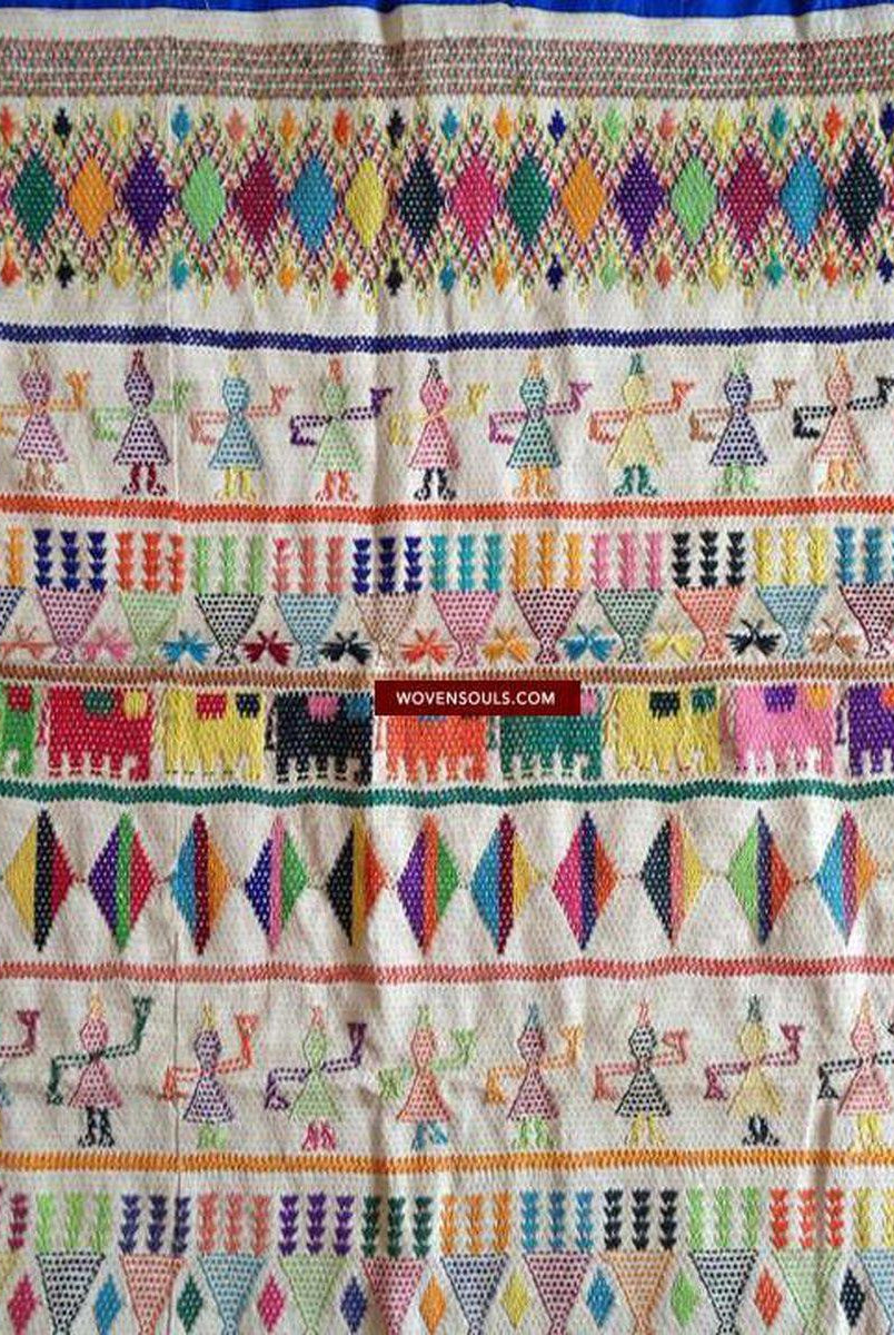 710 vintage Dharaniyo Dhaniyo Textile Brodé Superbes Motifs Rustiques WOVENSOULS Textiles anciens et galerie d'art