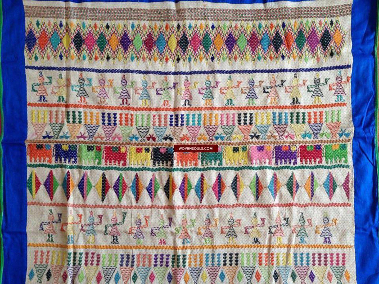 710 Vintage Dharaniyo Dhaniyo Embroidered Textile Superb Rustic Motifs WOVENSOULS Antique Textiles & Art Gallery