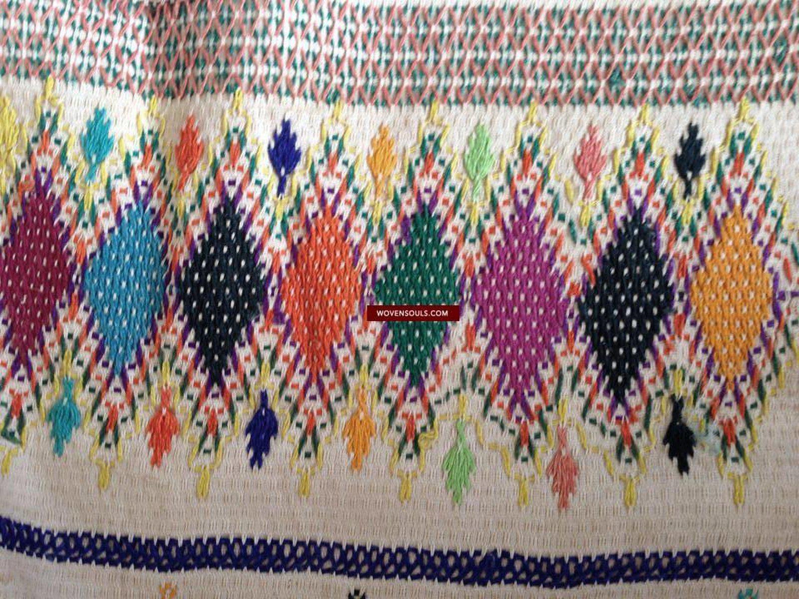 710 Vintage Dharaniyo Dhaniyo Embroidered Textile Superb Rustic Motifs WOVENSOULS Antique Textiles & Art Gallery