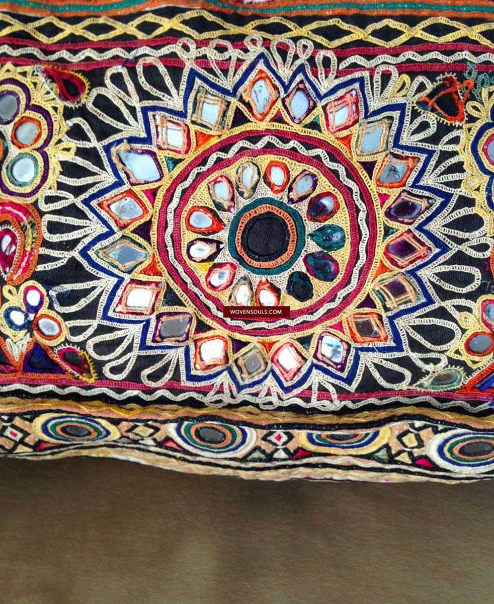 713 SOLD Huge Vintage Embroidered Bag Rabari Tribal textile-WOVENSOULS-Antique-Vintage-Textiles-Art-Decor