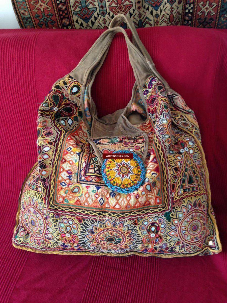713 SOLD Huge Vintage Embroidered Bag Rabari Tribal textile-WOVENSOULS-Antique-Vintage-Textiles-Art-Decor