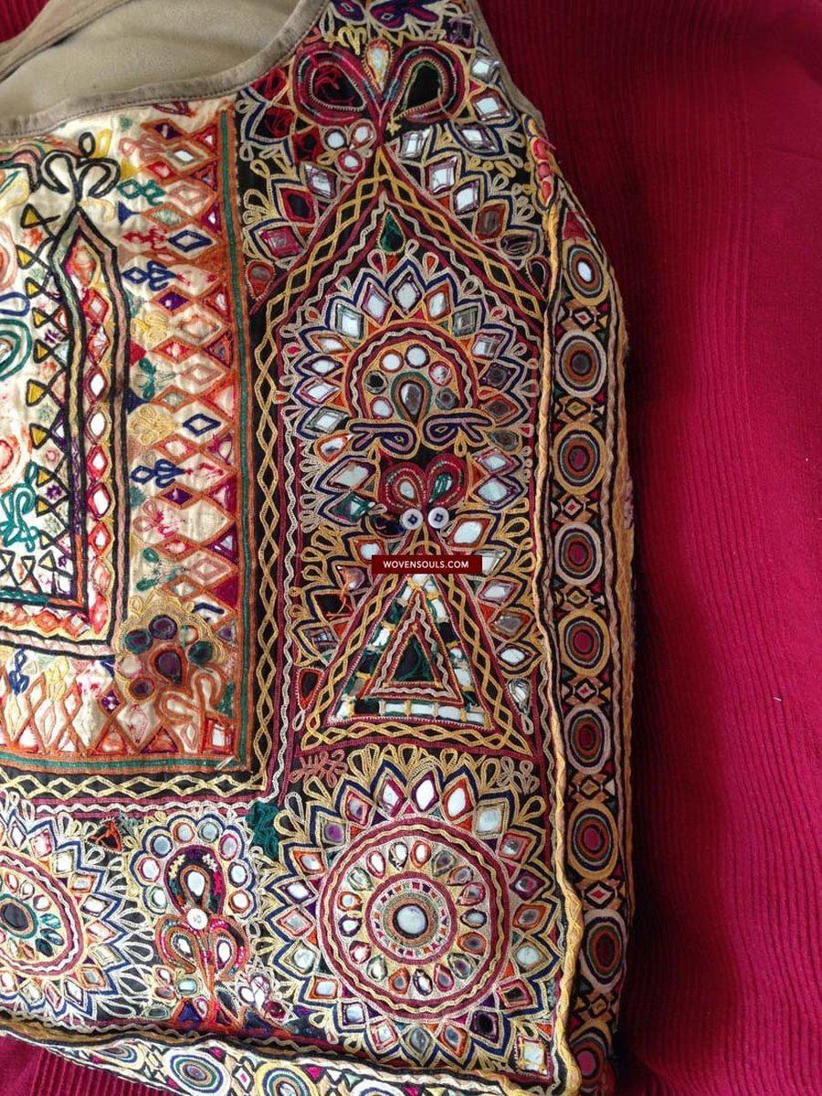 713 SOLD Huge Vintage Embroidered Bag Rabari Tribal textile-WOVENSOULS-Antique-Vintage-Textiles-Art-Decor