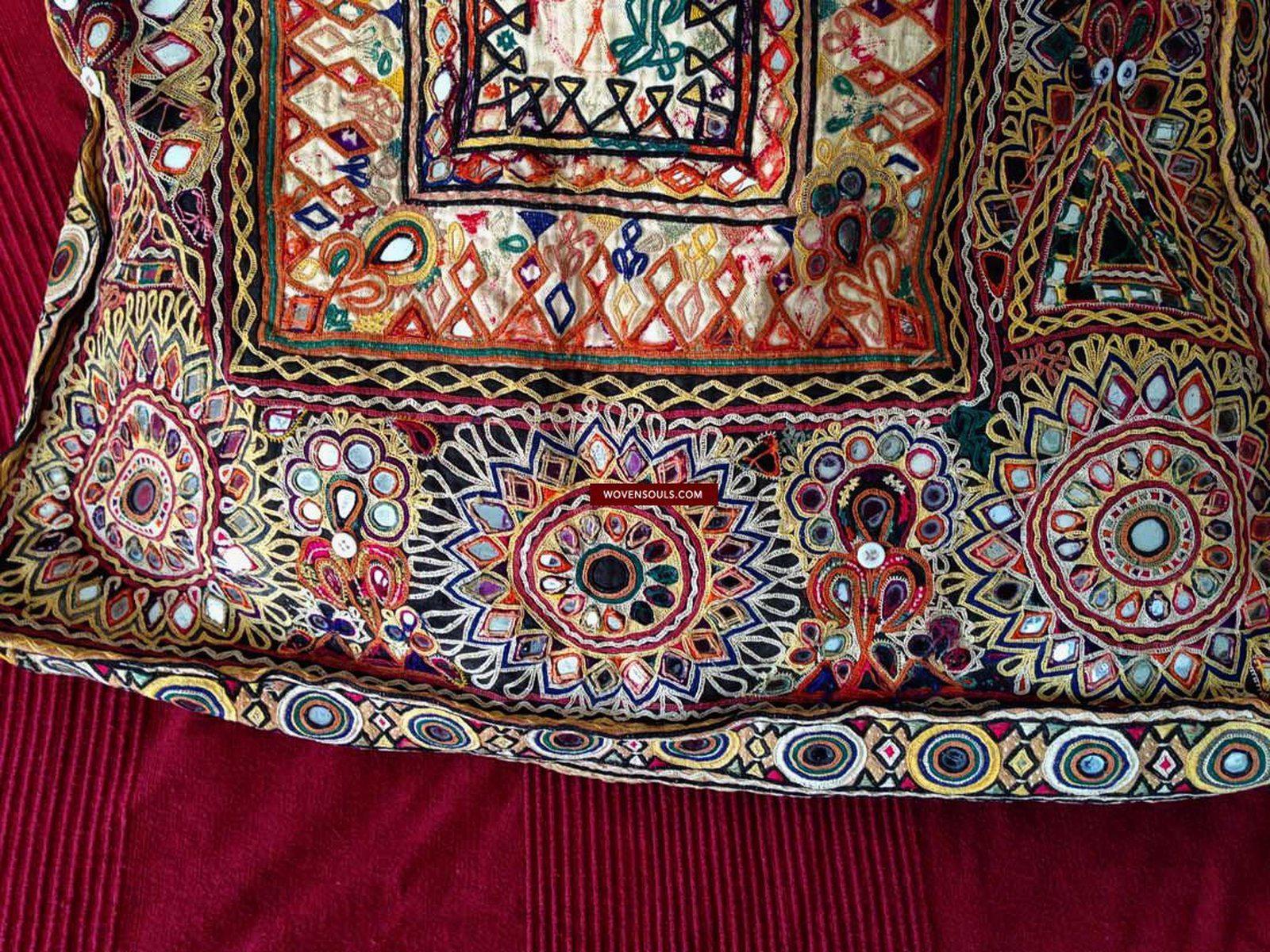 713 SOLD Huge Vintage Embroidered Bag Rabari Tribal textile-WOVENSOULS-Antique-Vintage-Textiles-Art-Decor