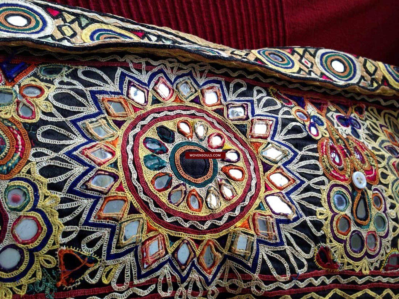 713 SOLD Huge Vintage Embroidered Bag Rabari Tribal textile-WOVENSOULS-Antique-Vintage-Textiles-Art-Decor