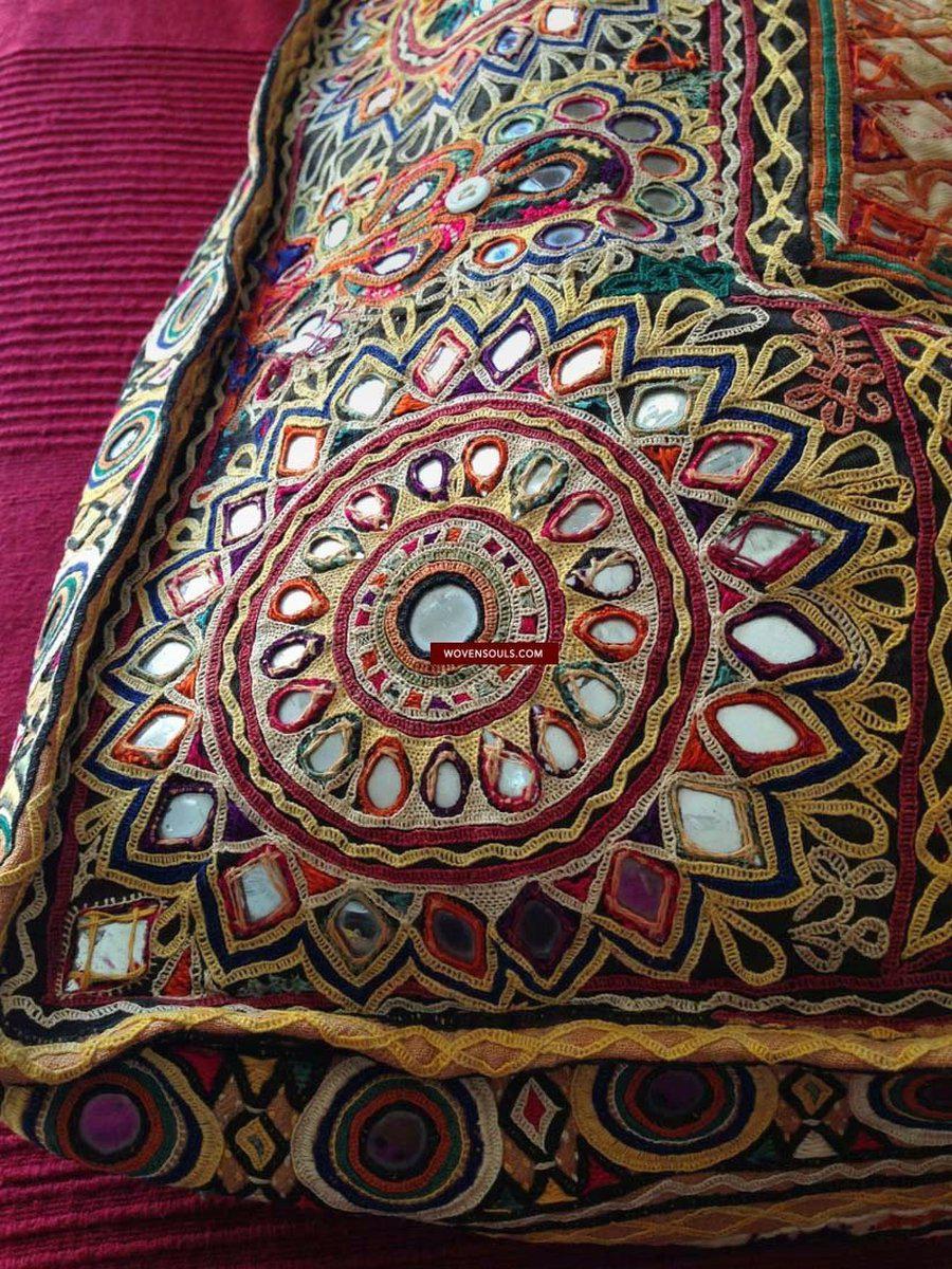 713 SOLD Huge Vintage Embroidered Bag Rabari Tribal textile-WOVENSOULS-Antique-Vintage-Textiles-Art-Decor