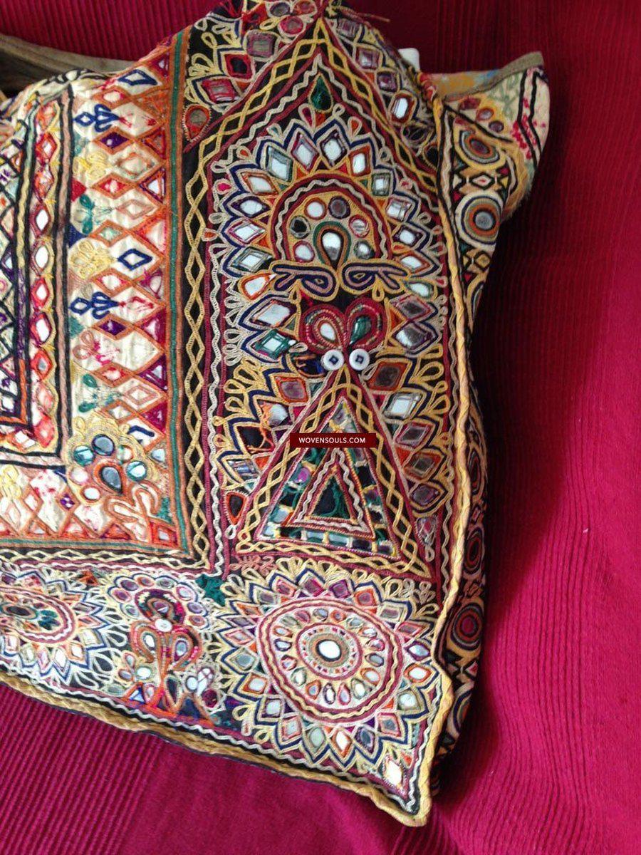 713 SOLD Huge Vintage Embroidered Bag Rabari Tribal textile-WOVENSOULS-Antique-Vintage-Textiles-Art-Decor