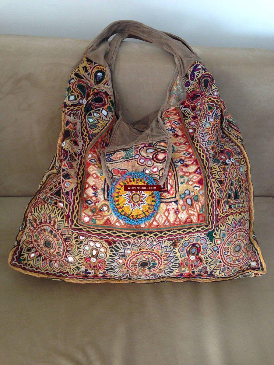 713 SOLD Huge Vintage Embroidered Bag Rabari Tribal textile-WOVENSOULS-Antique-Vintage-Textiles-Art-Decor