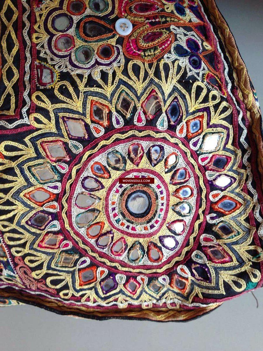 713 SOLD Huge Vintage Embroidered Bag Rabari Tribal textile-WOVENSOULS-Antique-Vintage-Textiles-Art-Decor