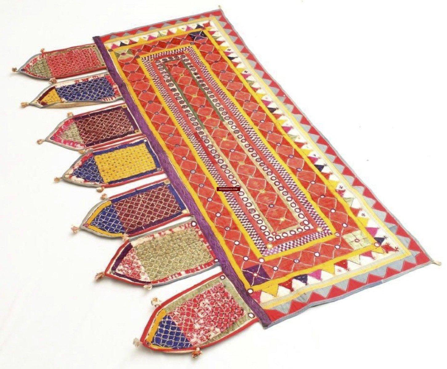 729 Vintage Door Banner Toran Textile Embroidery from Gujarat - SOLD-WOVENSOULS-Antique-Vintage-Textiles-Art-Decor
