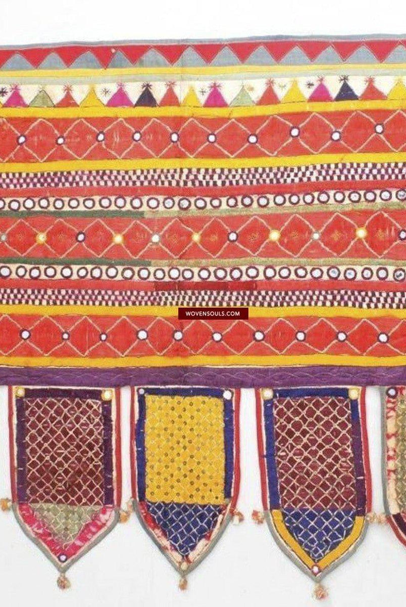 729 Vintage Door Banner Toran Textile Embroidery from Gujarat - SOLD-WOVENSOULS-Antique-Vintage-Textiles-Art-Decor