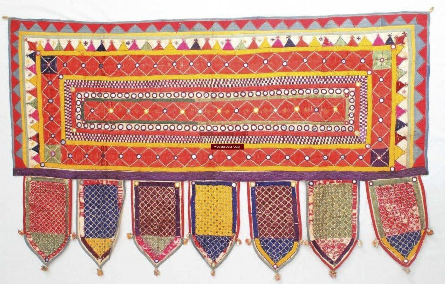 729 Vintage Door Banner Toran Textile Embroidery from Gujarat - SOLD-WOVENSOULS-Antique-Vintage-Textiles-Art-Decor