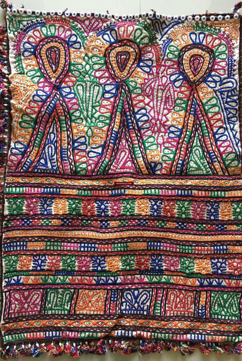 733 Superb Tribal Dowry Bag - Textile Art from Gujarat-WOVENSOULS-Antique-Vintage-Textiles-Art-Decor
