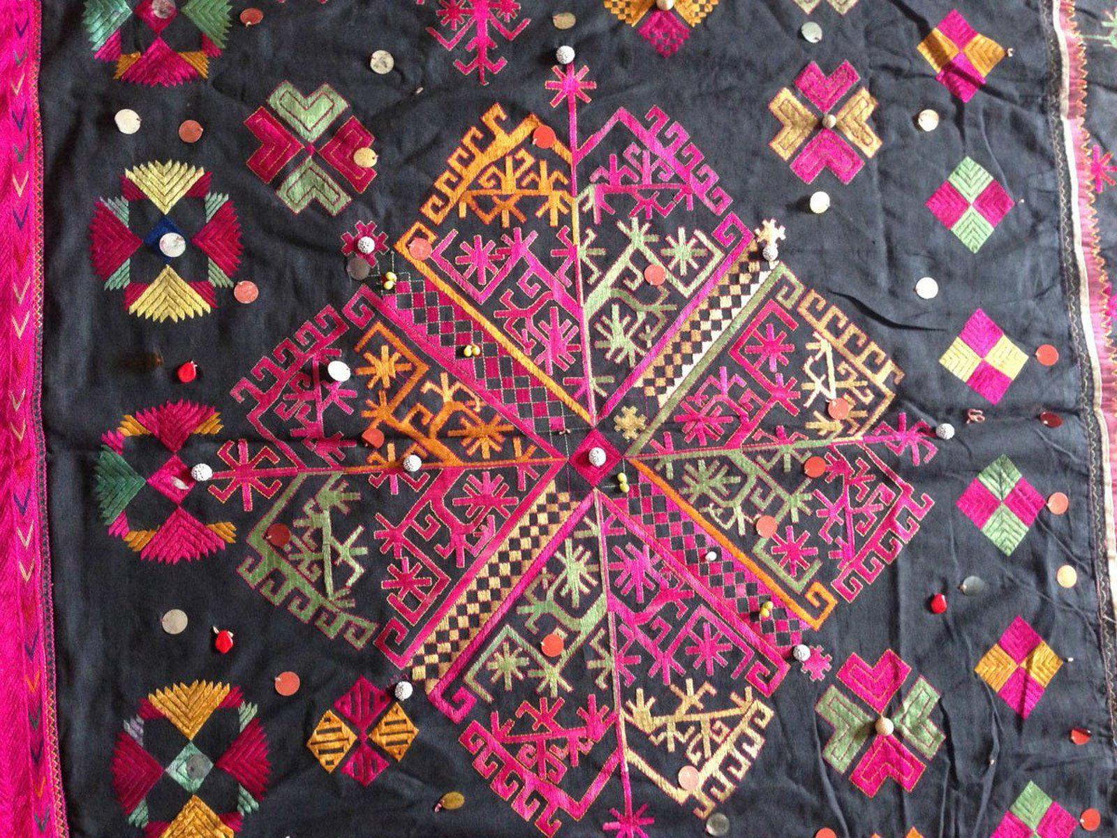752 Vintage Kohistani Shawl Textile Art-WOVENSOULS-Antique-Vintage-Textiles-Art-Decor