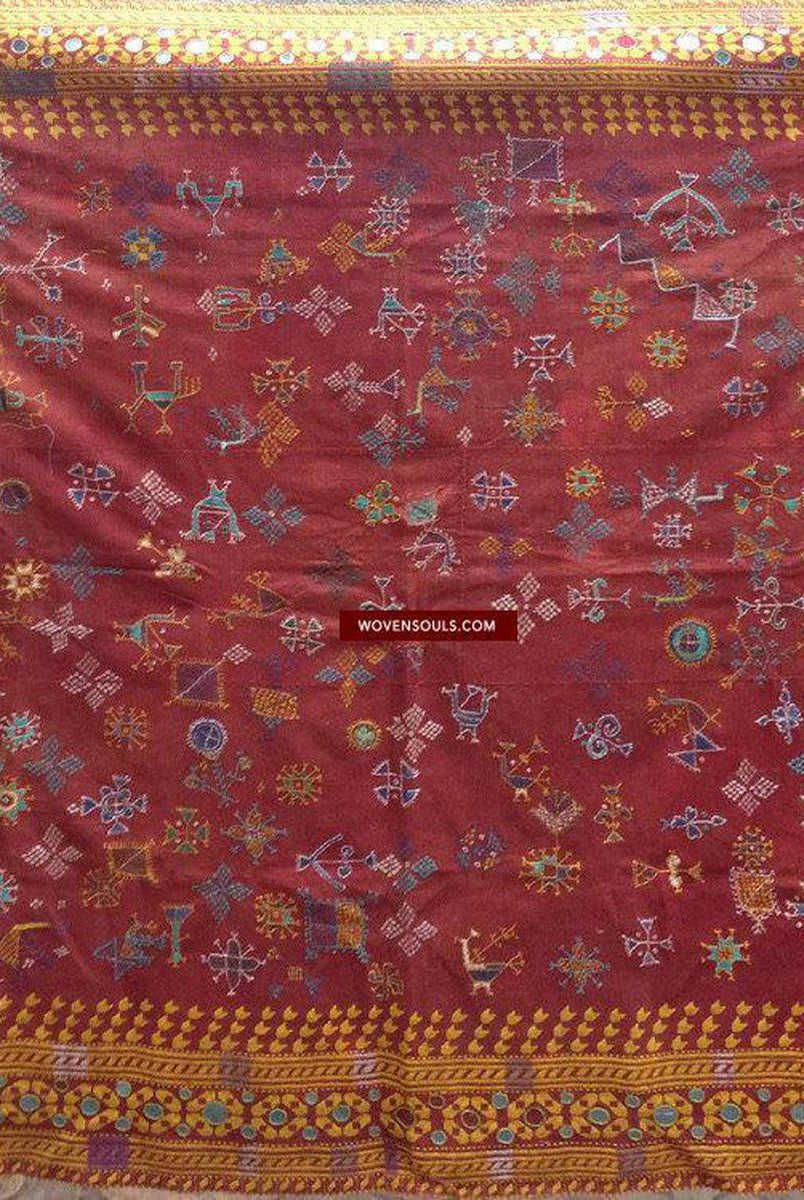 754 Shekhawati Bishnoi Shawl Rajasthan Textile Art-WOVENSOULS-Antique-Vintage-Textiles-Art-Decor