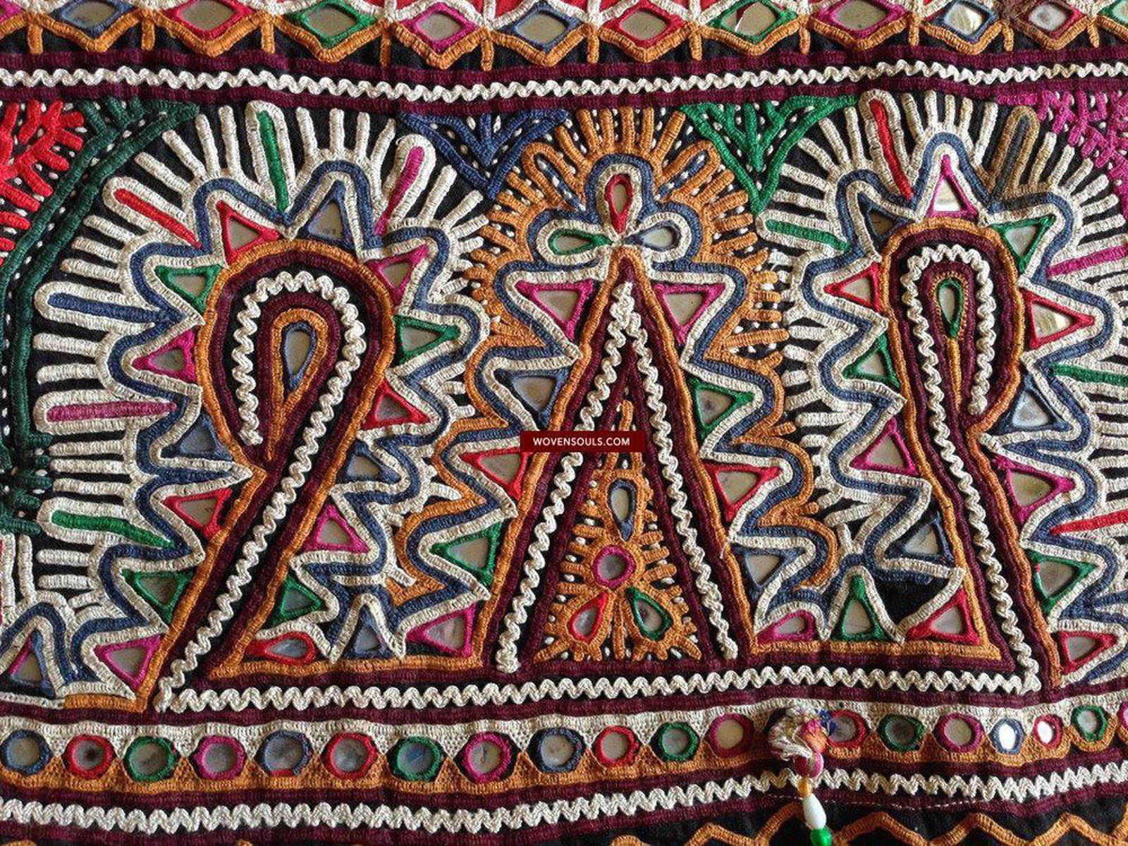 763 CHECK WHERE? Toran for Door - Vintage Rabari Embroidery Wall Decor Textile Art from Gujarat-WOVENSOULS-Antique-Vintage-Textiles-Art-Decor