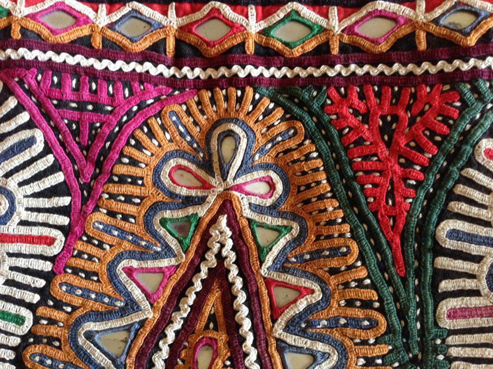 763 CHECK WHERE? Toran for Door - Vintage Rabari Embroidery Wall Decor Textile Art from Gujarat-WOVENSOULS-Antique-Vintage-Textiles-Art-Decor