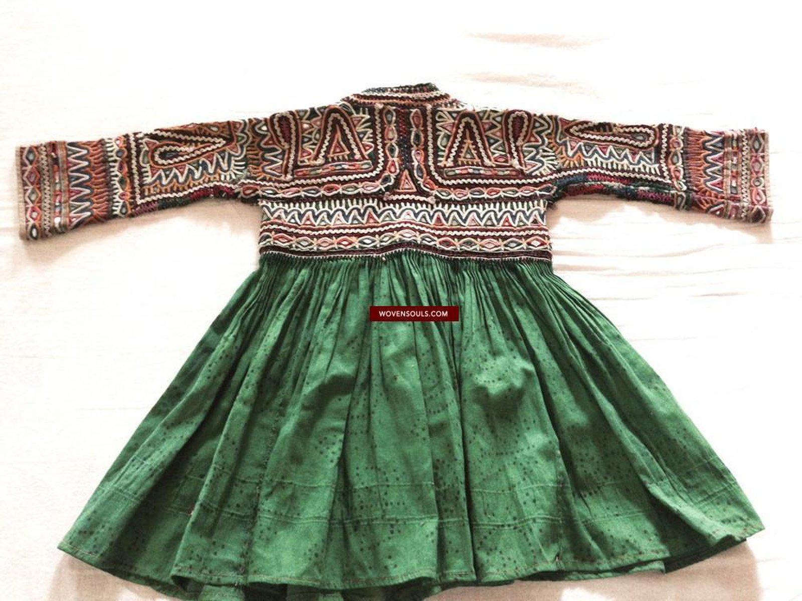 764 Vintage Child-Groom's Green Embroidered Kediyu Garment - Rabari Tribe-WOVENSOULS-Antique-Vintage-Textiles-Art-Decor
