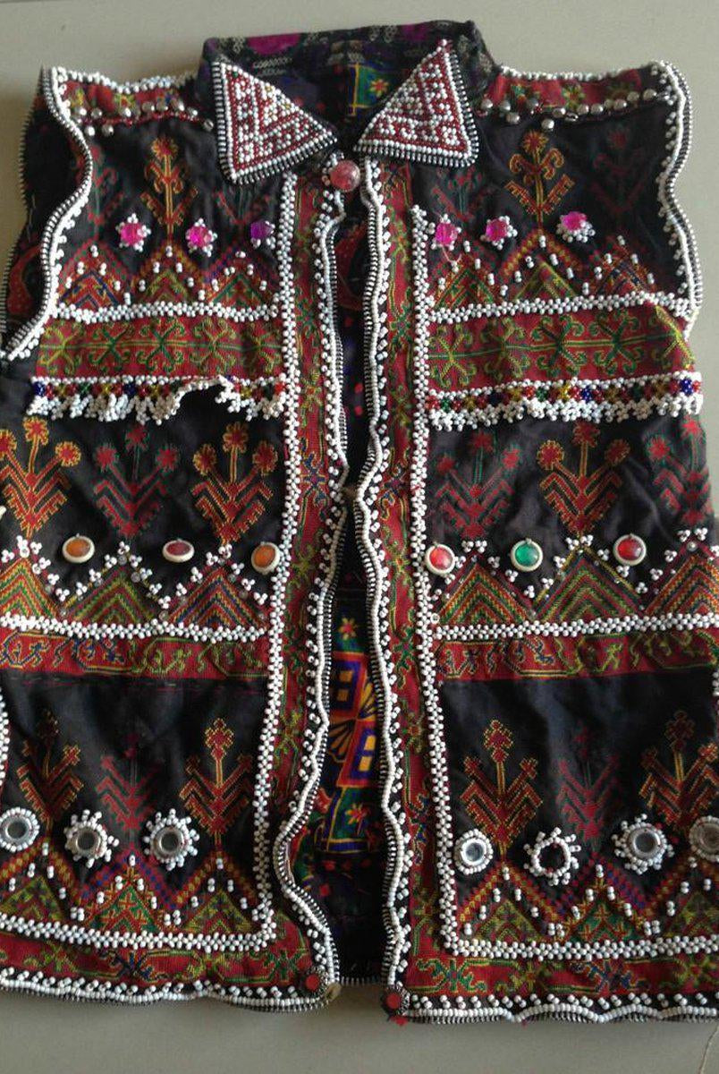 767 Old Kohistan Embroidered Vest for Child-WOVENSOULS-Antique-Vintage-Textiles-Art-Decor