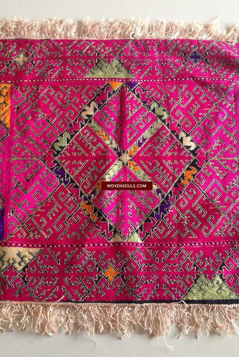 769 SwatValley Bolster Case Broderie Textile-WOVENSOULS-Antique-Vintage-Textiles-Art-Décor