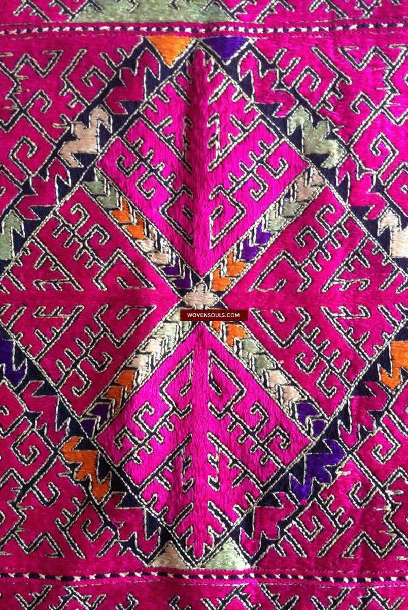 769 SwatValley Bolster Case Embroidery Textile-WOVENSOULS-Antique-Vintage-Textiles-Art-Decor