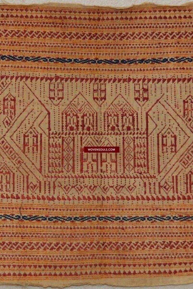 792 Antique Sumatran Tampan Ship Cloth with Silk Weaving-WOVENSOULS-Antique-Vintage-Textiles-Art-Decor